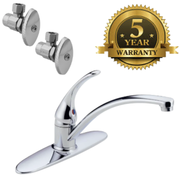 Faucet install, new valves/supply line, 5 year warranty